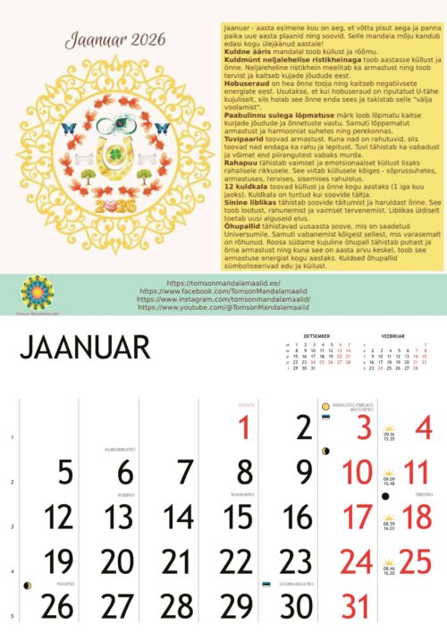 Mandala kalender 2026 jaanuar