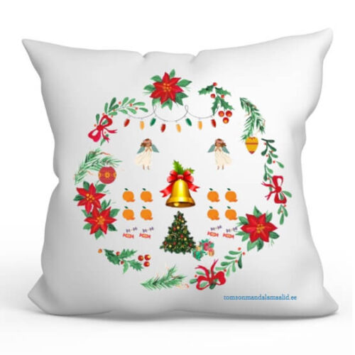 Jõulu mandala padi toob rõõmu ja heaolu tekstiga